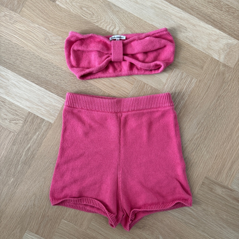 REFORMATION | Pink Bandeau Short Set